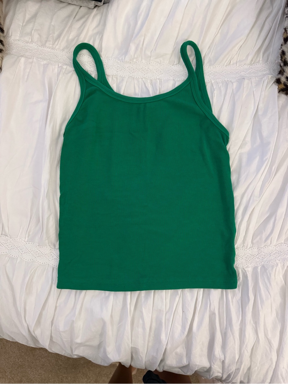 Classic Green Ribbed Tank Top - Women
